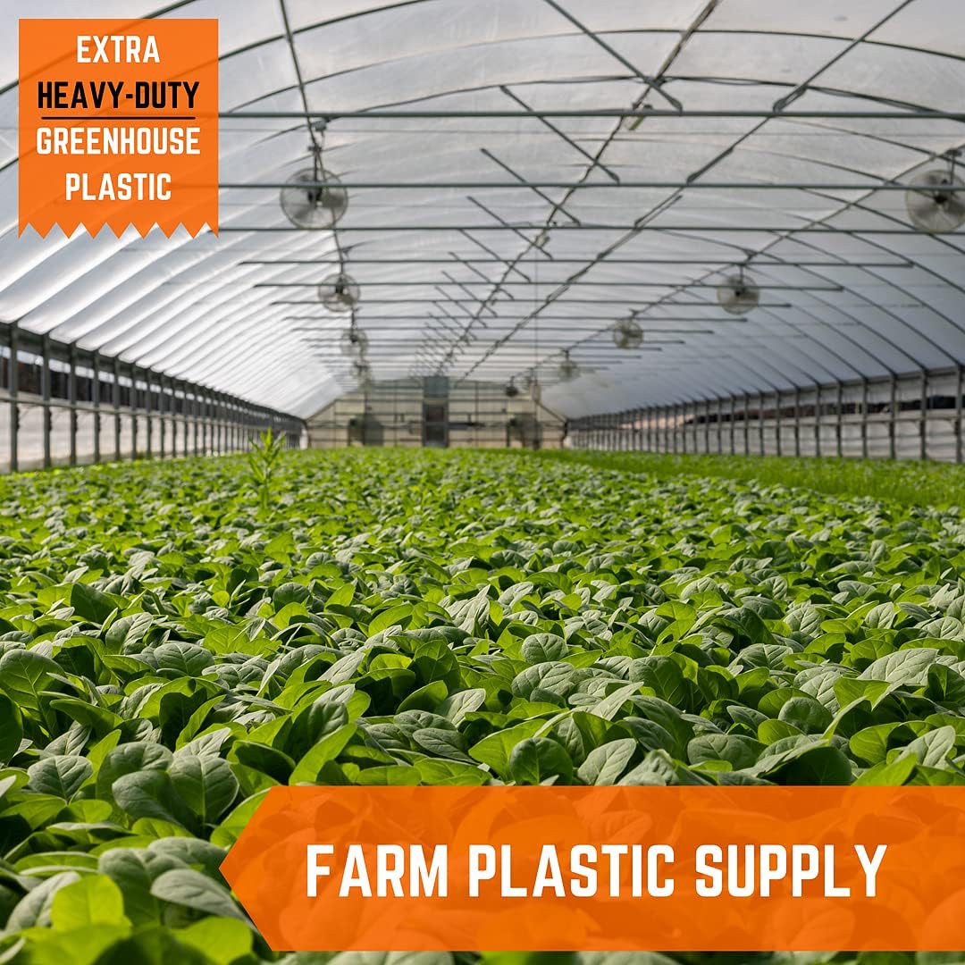 Farm Plastic Supply - Clear Greenhouse Plastic Sheeting - Ultra Durable - 8 mil - (50' x 20') - 4 Year UV Resistant Polyethylene Greenhouse Film for Gardening, Farming, Agriculture