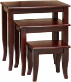 Nesting Side Tables 3 Pieces Solid Mahogany Wood | Space Saving Set, Easy Clean Surface, No Assembly Needed, for Living Room or Bedroom