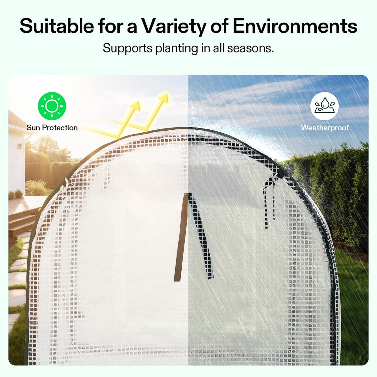 VIVOSUN Portable Mini Greenhouse 47x23x23-Inch Tunnels, PE Cover with Roll-up Zipper Door, for Indoor Outdoor or Garden Plant Growing, White