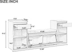 Entryway Bench with Shoe Storage, Solid Wood Shoe Bench with Cushion and Drawers, Open Shelves, Storage Bench for Entry Way, Living Room, Hallway, White