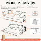 79" Corduroy Sofa Bed, Couch in a Box with 2 Pillows, High-Density Foam 4-in-1 Foldable Sleeper Futon Loveseat for Small Spaces, No Assembly, Side Pockets, Hex Arm Orange