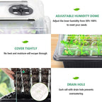 Seed Starter Tray with Grow Light, 2 Packs 80 Cells Seed Starting Kit, Reusable Seedling Starter Trays with Humidity Dome, Plant Germination Trays for Indoor Seed Starter Kit, Black