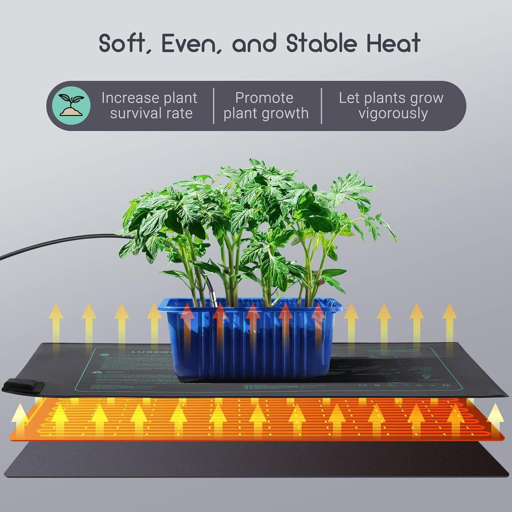 LUXBIRD 2 Pack 10"x 20.75" Seedling Heat Mat and Digital Thermostat Controller Combo Set (120v US Plug)