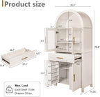 roomfitters 71" Tall Arched Farmhouse Pantry Cabinet with Glass Barn Doors & Pull-Out Drawer, White