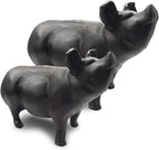 NACH Cast Iron Pig Statue - Black Door Stopper/Paperweight, Rustic Garden Decor, 9.2x3.7x5.9 Inch, Black Head Up Pig