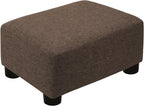 CAROLMADE Small Foot Stool Ottoman Footstool with Legs Under Desk Footrest for Living Room Bedroom and Office,Linen-Brown