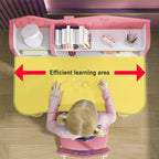 Kids Study Desk and Chair Set,Height Adjustable & Cartoon Design with Bookshelf & Book Basket, Eco-Friendly Materials Study Desk and Chair Set, Suitable for Writing & Reading
