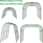 Garden Hoops Grow Tunnel for Raised Beds, 6 Sets 25.6" x 31.5" Rust-Proof Steel Greenhouse Hoops, Plant Support Garden Stakes Frame for Garden Fabric, Row Cover, Garden Netting