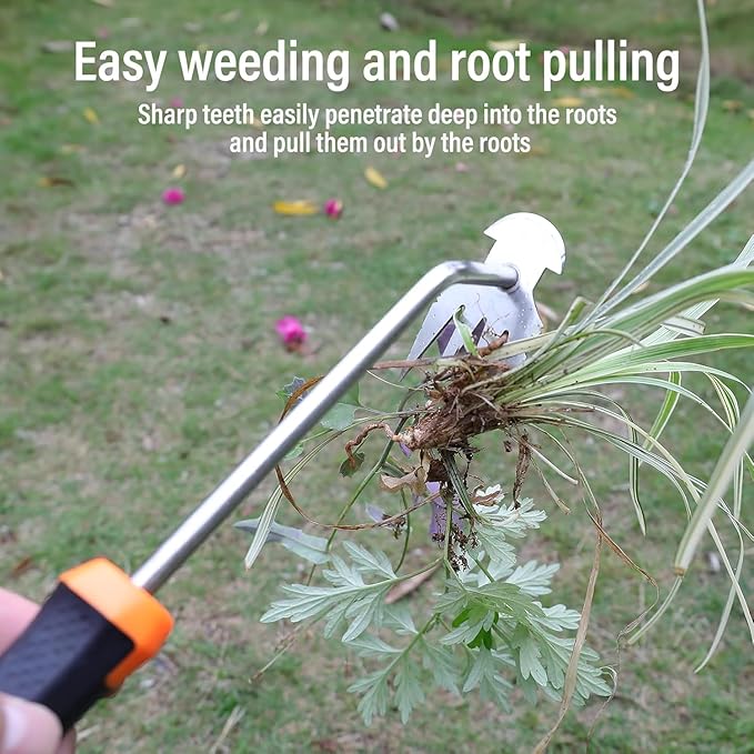 Weed Puller Tool, 2023 New Durable Garden Weed Pulling Tool, Portable Garden Weeder Tool for Vegetable Gardening Backyard Farm Planting & Weeding (Rubber Handle)