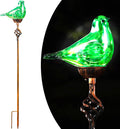 Decorative Solar Lights Outdoor Solar Bird Stake Lights Hand Blown Glass Decorative Garden Pathway Lights Outdoor Waterproof Glass Stakes (Green)