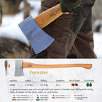 1844 Helko Werk Germany Classic Forester - 3.5 lb Felling Axe - Made in Germany Multi-Purpose Cutting and Felling Axe for Felling Trees, Splitting Wood - Head 3.5 lbs, Handle 31 in.(Forester) #10495