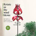 Large Garden Wind Spinner - Tulip Outdoor Yard Wind Sculptures & Spinners, Garden Decor Gift Ideas for Mother, Birthday, Housewarming (Dia19 x H87”)