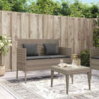 Gray Poly Rattan Outdoor Storage Bench with Cushion, Patio Seating with Waterproof Storage Bag for Cushions and Towels