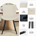 Dining Chair Set of 4 PU Leather Dining Room Chairs Upholstered Comfy Dining Chairs Modern Kitchen Armless Side Chair with Sturdy Metal Legs,Beige