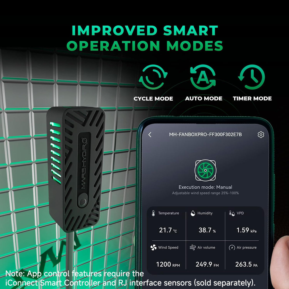 Mars Hdyro 2025 New Version iFresh 6 Inch Smart Inline Duct Fan with Variable Speed Controller, 402 CFM App Control Ventilation Exhaust Fan for Grow Tents, Hydroponics
