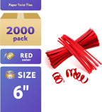 APQ Red Metallic Twist Ties for Bags, 6 inches. 2000 Pack Plastic-Coated Bread Twist Ties for Treat Bags. Reusable Bread Ties. Light Metallic Twist Tie. Heavy-Duty Twisty Ties for Bags