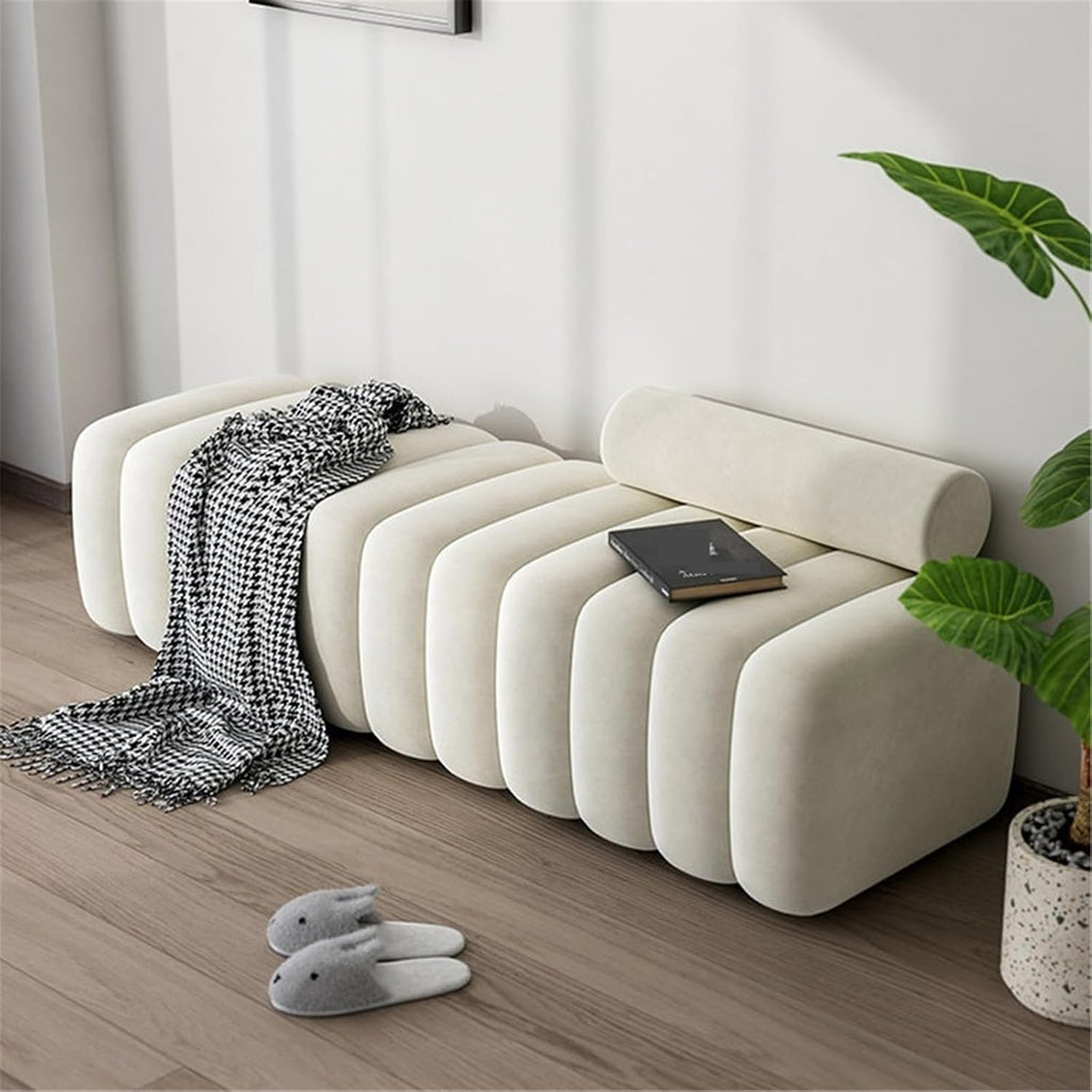 Modern Long Bench with Backrest for Changing Shoes Bedroom Bed end Walk-in Closet Rest Area Entryway(XXX-Large)
