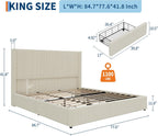 King Bed Frame with 4 Storage Drawers, Corduroy Upholstered Platform Bed
