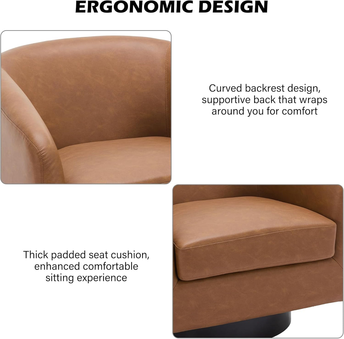 Swivel Barrel Accent Chair, Modern Round Chenille Fabric Arm Chair for Living Room, Bedroom, Comfy Club Reading Chairs for Adults