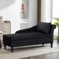 Chaise Lounge with Right Armrest & Lumbar Pillow,Button Tufted Lounge Sofa with Storage,Lounge Chair Indoor,Modern Upholstered Velvet Lounge Chair for Bedroom, Living Room and Office,Black