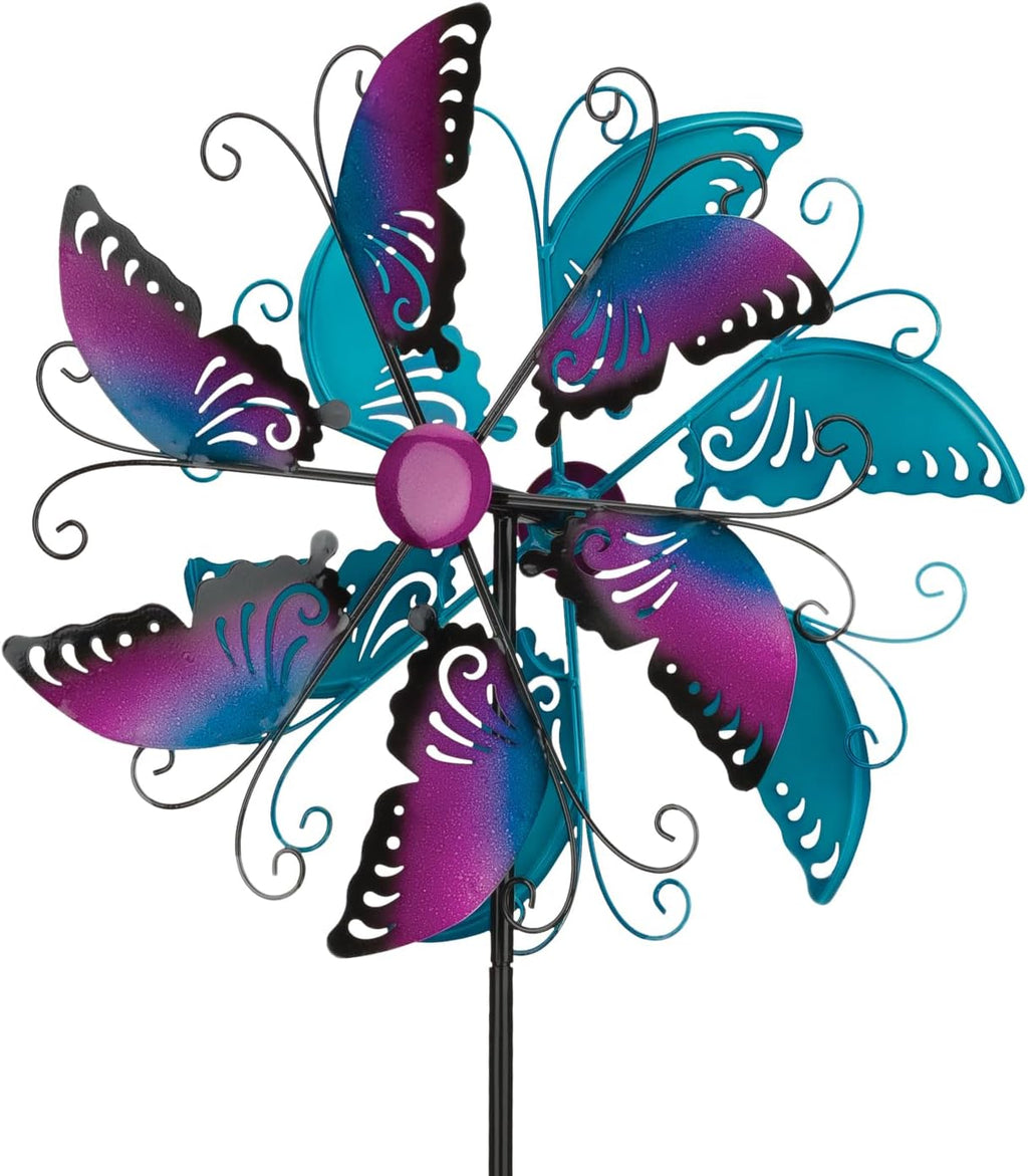 Regal Art & Gift Butterfly Wind Spinner – Metal Yard Decorations Outdoor | Kinetic Garden Spinner for Lawn, Pathway, or Flower Bed | Weather-Resistant Outdoor Sculpture - 19 Inch