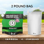 Impresa Fly Shooter Refill Salt - 2 lb Classic White Bag - Large-Grain Non-Caking Crystals & Pouring Spout for Fast Loading - Compatible with Bug A Salt 3.0