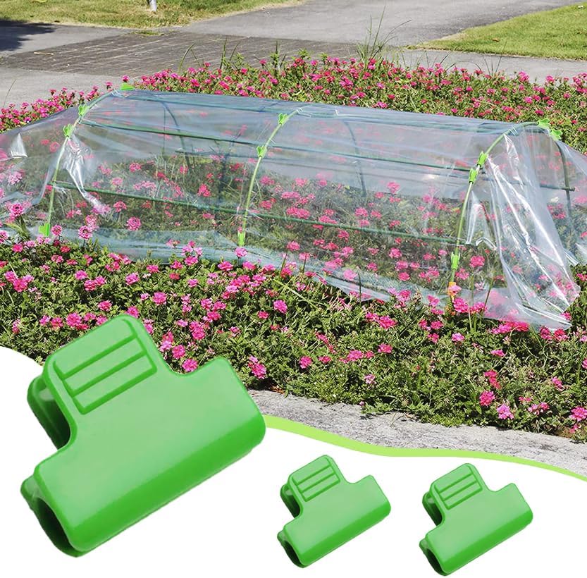 24pcs Greenhouse Clamps, Plant Clips, Garden Film Row Cover Netting Tunnel Hoop Clip for 15-17mm PVC Pole Tubes, Frame Shading Net Rod Clip Fix for Season Plant Extension Support (16mm)