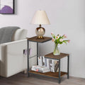NUNET G-Shaped End Table with Storage Shelf – Rustic Brown Space-Saving Corner Table for Small Spaces, Living Room, Bedroom & Balcony | Multi-Use Side Table for Couch, Office, or Bedside