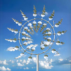 Unique and Magical Metal Windmill, 2Pcs Wind Spinners, 3D Wind Powered Kinetic Sculpture, Stainless Steel Wind Spinners, Wind Mill for Yard and Garden (2PCS-Silver)