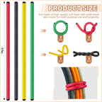 20 Pcs 17 Inch EVA Foam Twist Rubber Ties Reusable Bendable Cable Tie Straps Flexible Heavy Duty Twisty Ties for Organizing Cords Bundling (Red,Yellow,Green,Black)