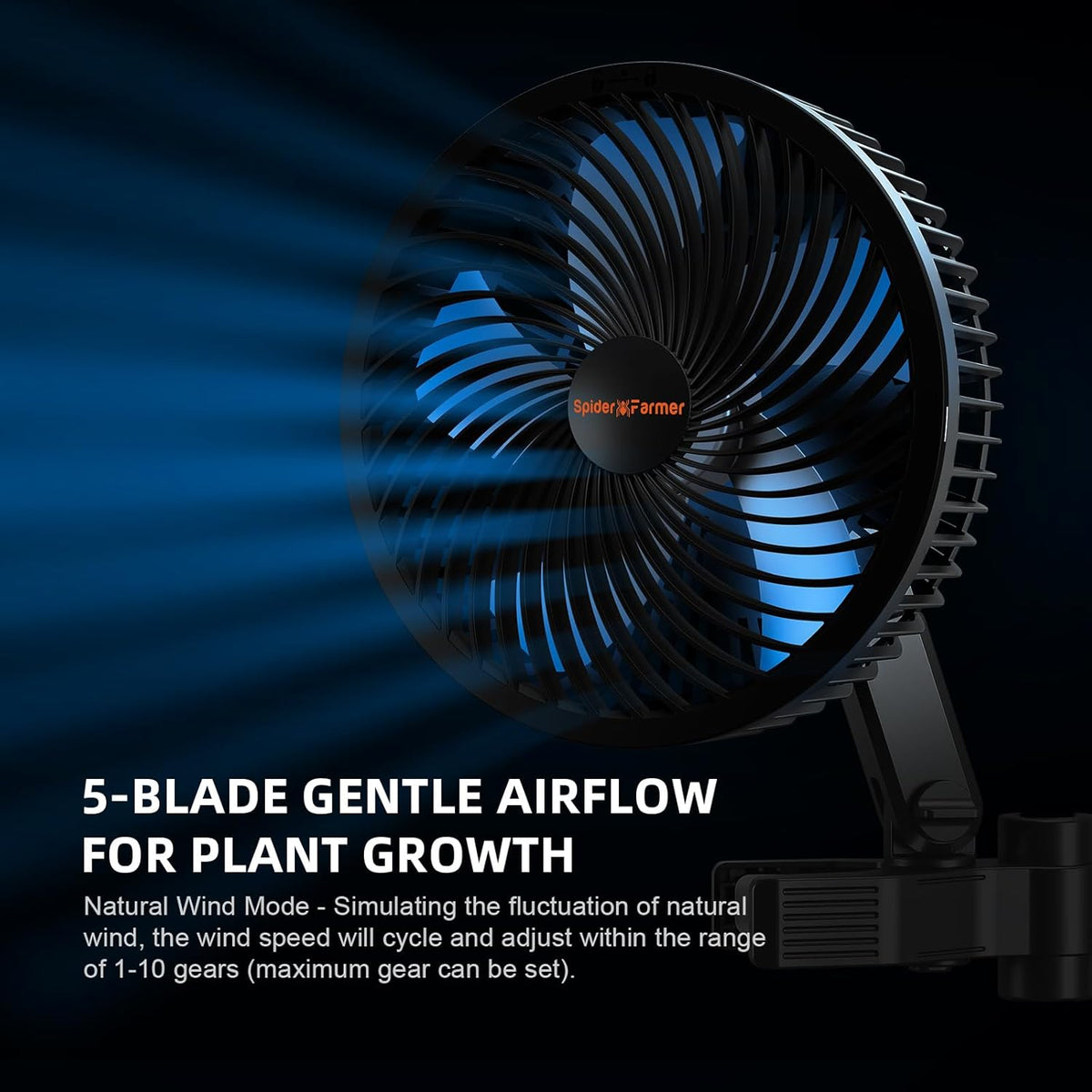 Spider Farmer New Grow Tent Clip Fan 6", EC Motor, Custom 10 Dynamic Wind Speeds and 10-Level Oscillation, Weatherproof IP-54, Powerful Airflow but Quiet for Hydroponics Circulation Cooling