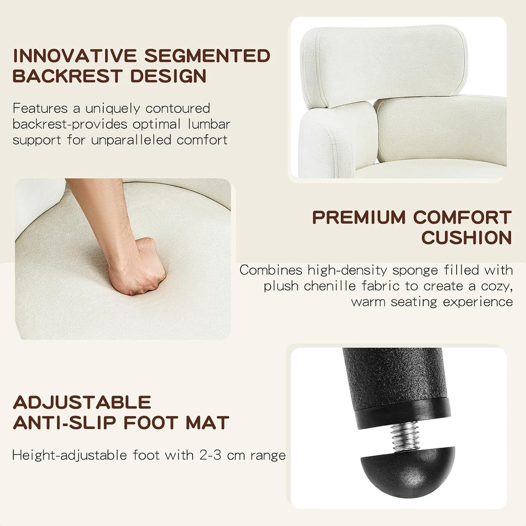 Modern Upholstered Dining Chair, Accent Chair with Soft Fabric, Black Metal Legs, Reading Chair for Living Room, Vanity Chair for Makeup Room, Bedroom, Beige