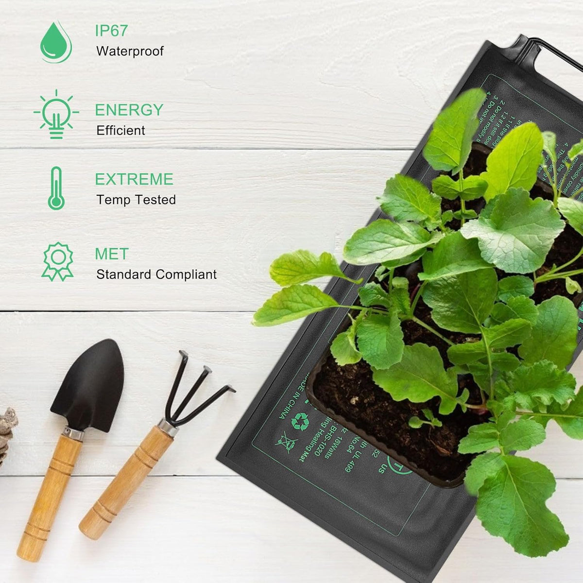 Seedling Heat Mat Hydroponic Plants Heating Pad, Seed Starting Greenhouse and Germination, Waterproof Durable Heating Pad for Indoor Home Gardening Seed Starter(10“x20.75”)