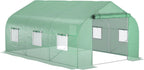 Outsunny 11.5' x 10' x 6.5' Outdoor Walk-in Greenhouse, Tunnel Green House with Roll-up Windows, Zippered Door, PE Cover, Heavy Duty Steel Frame, Green
