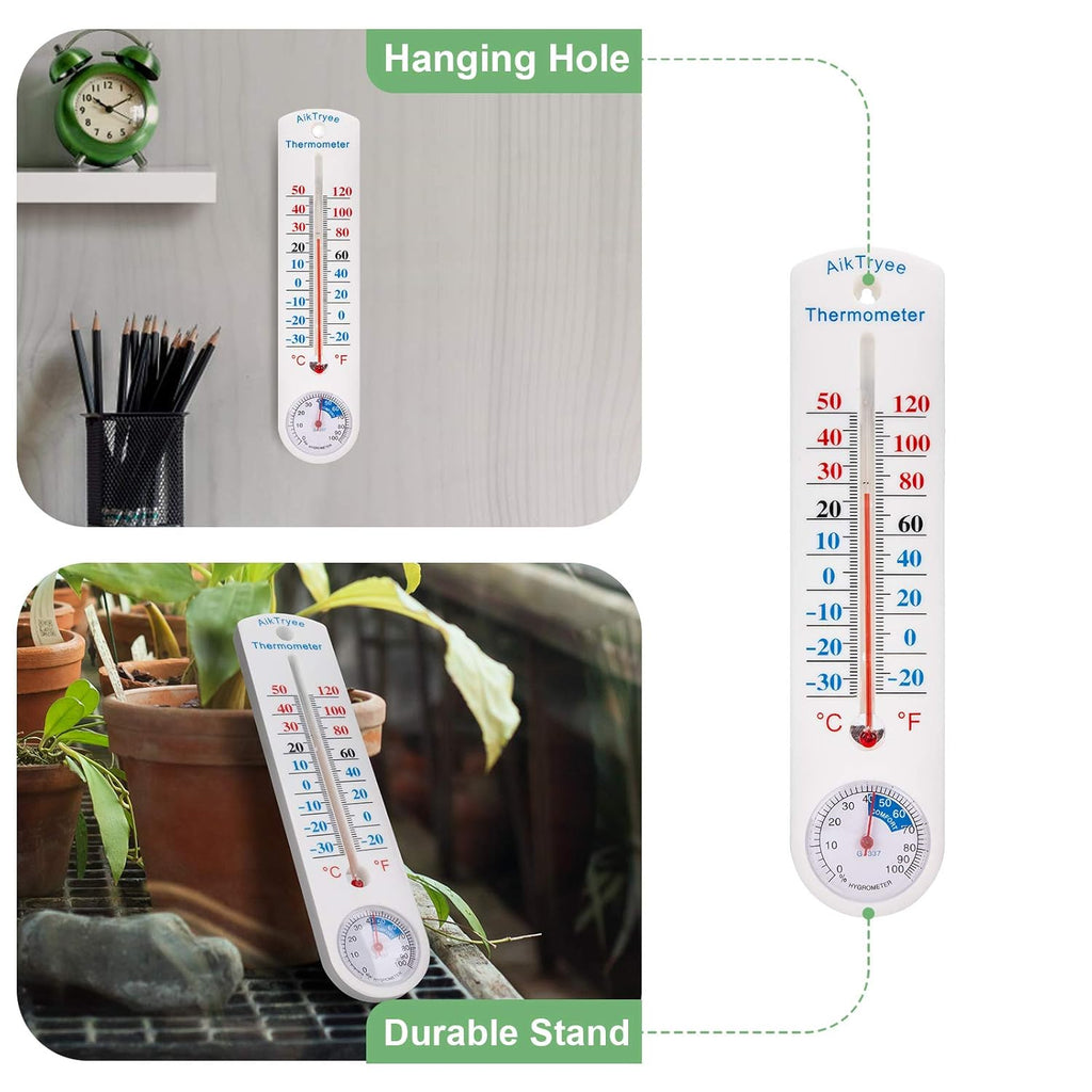 Outdoor/Indoor Thermometer Hygrometer Humidity Meter Thermometers Temperature Humidity Gauge Meter with Fahrenheit/Celsius ℉/℃ for Patio Field Cellar Garden Humidors Greenhouse Closet by AikTryee