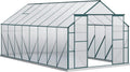 Outsunny 16' x 8' Aluminum Greenhouse Polycarbonate Walk-in Garden Greenhouse Kit with Adjustable Roof Vent, Rain Gutter and Sliding Door for Backyard, Patio, Clear