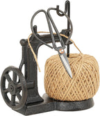 Sungmor Cast Iron Twine Holder and Scissors Set, Vintage Jute Twine Garden String Holder, Decorative Twine Dispenser with Cutter for Crafting, Gardening, Gift Wrapping, Sewing Machine Shape