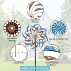 Stargarden Large Wind Spinners Outdoor, 23 Inch Kinetic Wind Spinner, Hollow-Out Metal Wind Sculptures & Spinners, Double-Side Windmill for Patio, Lawn, Garden Decor
