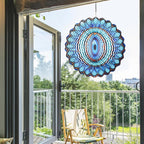 3D Wind Spinner Mandala 10 Inch Evil Eye Stainless Steel Wind Sculpture Blue Hanging Ornament Laser Cut Metal Art for Indoor Outdoor Garden Decoration Protective Amulet for Home and Yard