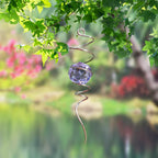 Wind Spinner Spiral Tail, Gazing Ball Spiral, Decorative Sun Catcher Rainbow Maker 11inch Tail and 2 inch Purple Crystal Orb with Swivel Hook, Indoor & Outdoor Garden Decoration 13" Height