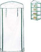 4 Tier Roll-Up Zipper Door Greenhouse Replacement Cover- 63 x 27 x 19 Inch Clear PVC Plant Greenhouse Cover for Gardening Plants Cold Frost Protection Wind Rain Proof (Frame NOT Include)
