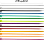 XINGO 100PCS Cable Zip Ties Heavy Duty, Premium Nylon Plastic Wire Ties with 50 Pounds Tensile Strength, Self-Locking Black Nylon Zip Ties for Indoor and Outdoor (8 inch, Red)