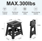VECELO Folding Step Stool 13 Inch, Non-Slip Surface Portabl Foldable 1 Step Stool with Carry Handle, Heavy Duty to Support Kids/Toddler/Adults for Living Room Kitchen, Bathroom, Set of 2, Black