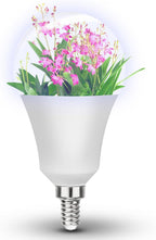 Grow Light Bulbs Full Spectrum with Red Blue 5000K E12 Candelabra Small Base 9W Sunlight Grow Bulb Replace 100W with Balanced Spectrum for Indoor Plants, Succulents, Flowers, Fruit, Mini Bonsai,1 Pack