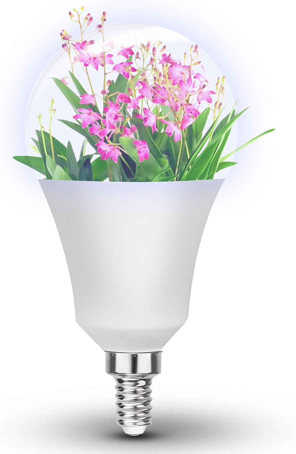 Grow Light Bulbs Full Spectrum with Red Blue 5000K E12 Candelabra Small Base 9W Sunlight Grow Bulb Replace 100W with Balanced Spectrum for Indoor Plants, Succulents, Flowers, Fruit, Mini Bonsai,1 Pack