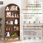 Ieejdn 71" Tall Arched Kitchen Pantry,Modern Fluted Wood Storage Cabinet with Doors,Adjustable Shelves,Organizer, Versatile Cupboard for Kitchen,Living Room,Dining Room,Bathroom,Walnut