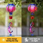 Hot Air Balloon Solar Lantern Butterfly Wind Spinners with Flickering Flame Light Hanging Solar Lantern Outdoor Waterproof Decorations for Outside Patio Garden Yard