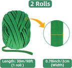 2 Packs Garden Twine, Soft Plants Ties, Green Garden String for Climbing Plants, Vines Plant, Tomatoes, Flowers, Roses Plant Support (98FT/Roll, Total 196FT)