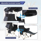 Folding Camping Chairs Canopy Outdoor: Sports Portable Beach Chair with Canopy-Lawn Beach Chairs with Umbrella for Adults-Camping Chair with Shade for Fishing Camp Heavy Duty (Casual, Grey)