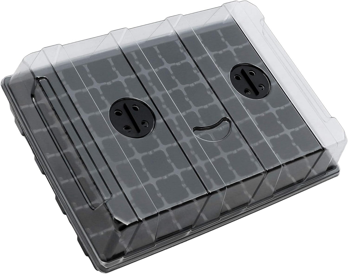 Gardzen Seed Starter Tray, 5 Pack Smiling Face Plant Germination Trays with Total 350-Cell, Seed Starter Kit with Humidity Vented Domes and Bases for Starting Vegetable Flower Herb Seeds 18" x 14"